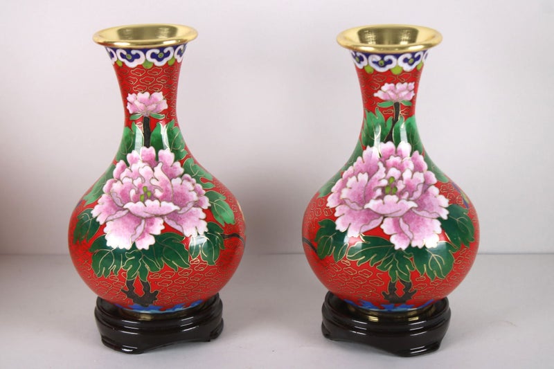 CLOISONNE MATCHING PAIRS OF VASES Carousel 2