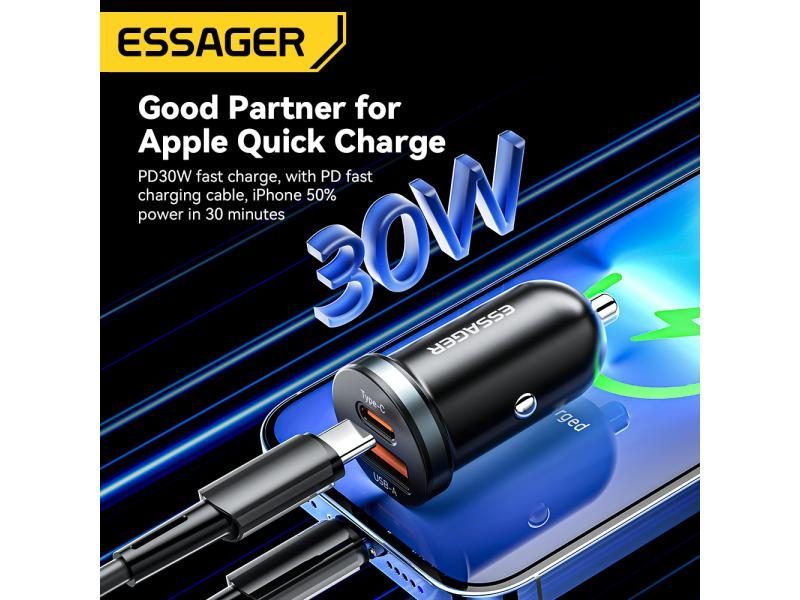 Essager 30W USB C Car Charger Type C Quick Charger PD QC 3.0 SCP 5A Fast Carousel 1