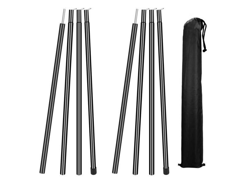 Set Of 2 Tent Tarp Poles Universal Telescopic Adjustable Aluminium Camping Carousel 2