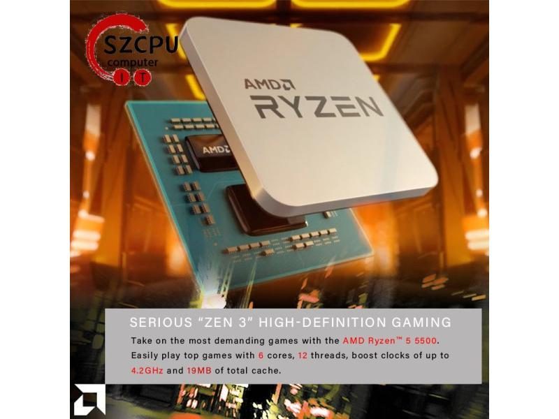 AMD Ryzen 5 5500 R5 5500 New 3.6 GHz 6-Core 12-Thread CPU 7NM L3=16M Carousel 1
