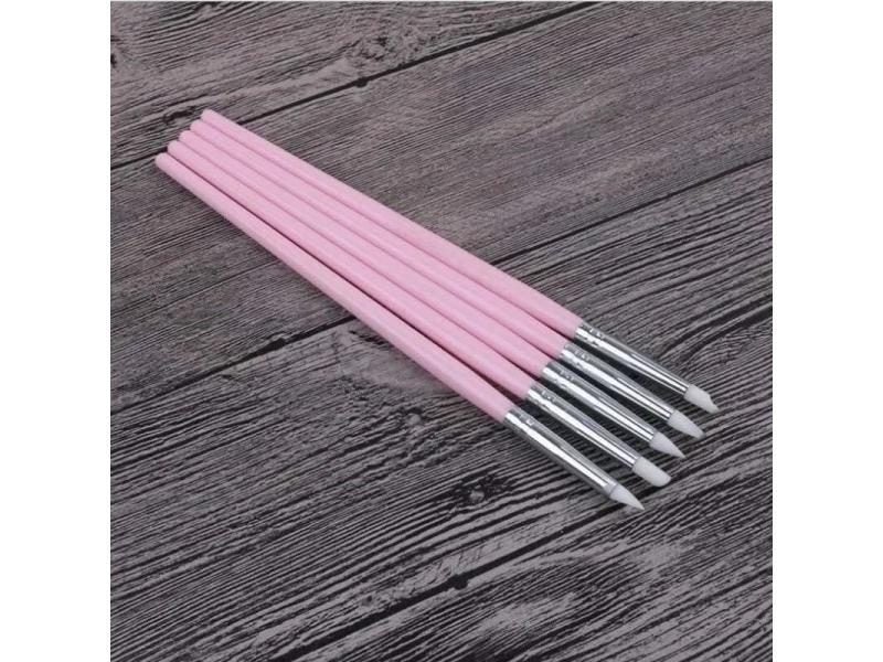 5Pcs/set Leftover Liquid Silicone Pen Nail Art Carving Hollow Soft Head Pen Carousel 1