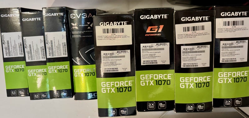 9x NVIDIA GTX 1070 Mining Rig - 8 Running + 1 Boxed Carousel 2