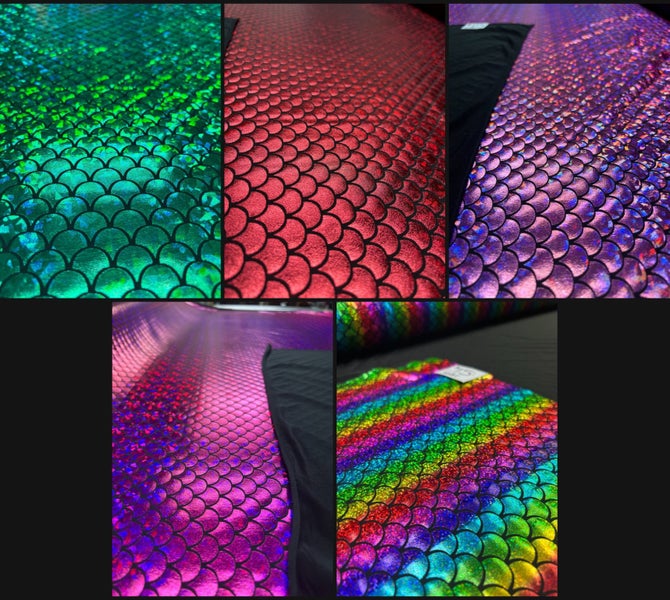 Holographic Mermaid Scale Fabric – Stretchy Fabric 148cm Wide | Multiple Colours Carousel 1