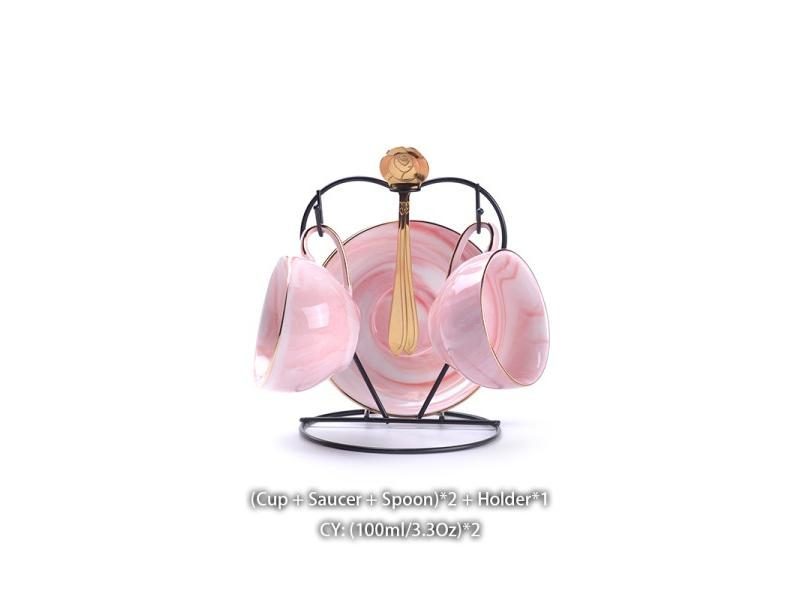 Marbling Porcelain Tea Set Nordic Ceramic Tea Cup Pot With Candler Strainer Carousel 1
