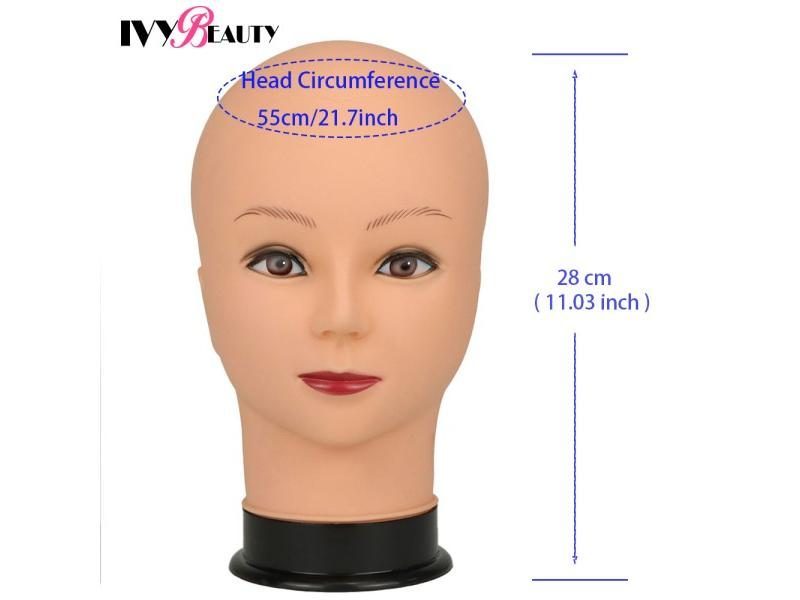 New Female Bald Mannequin Head With Stand Holder Cosmetology Practice African Carousel 1