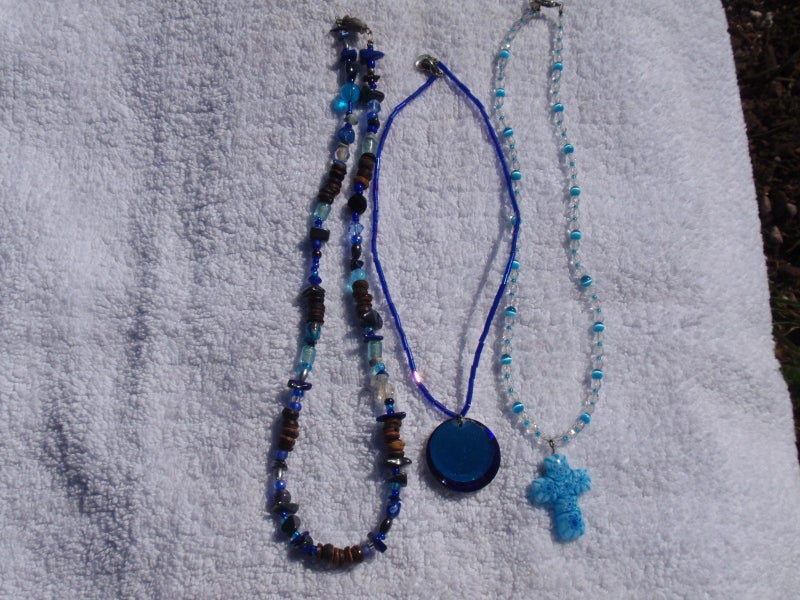 3 x Vintage Blue stone & CZ necklaces - stunning! Carousel 2