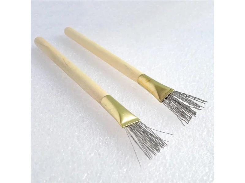 2Pcs Wooden Handle Thick/Thin Iron Wire Brush Clay Tool For Making Clay Doll Carousel 1