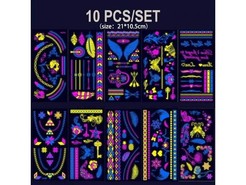 Fluorescent Sticker Luminous Temporary Tattoos Stickers UV Glow Fluorescent Carousel 1