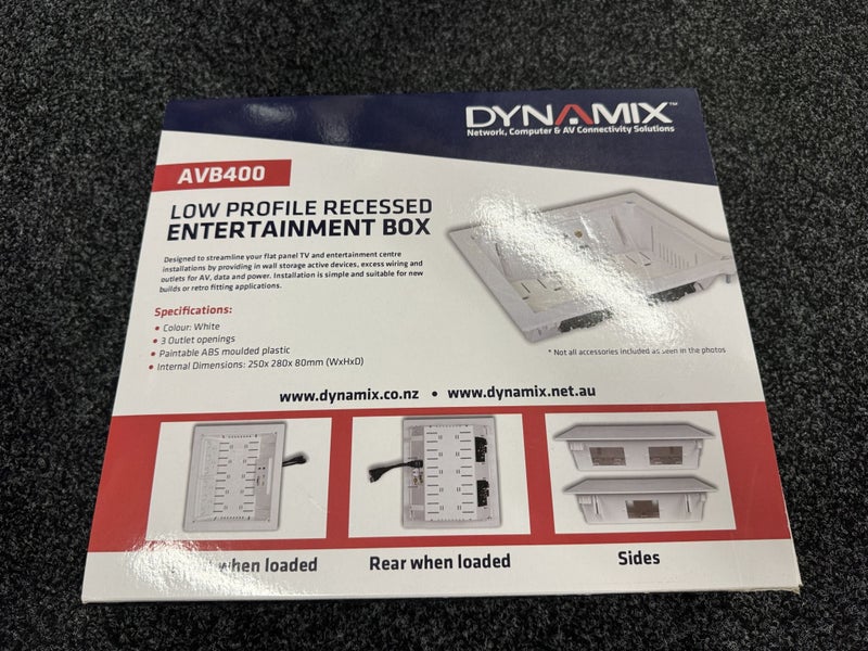 Dynamix AVB400 Recessed Entertainment Box Delivering AV, Data & Power in Wall Carousel 1