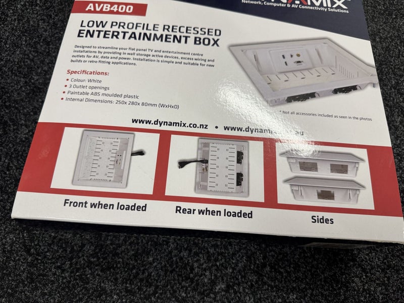 Dynamix AVB400 Recessed Entertainment Box Delivering AV, Data & Power in Wall Carousel 2