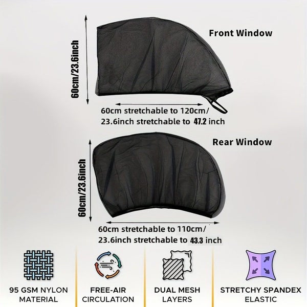 4pcs Full Car Window Mosquito Net Sunshade Anti-mosquito Car Mosquito Net Carousel 1