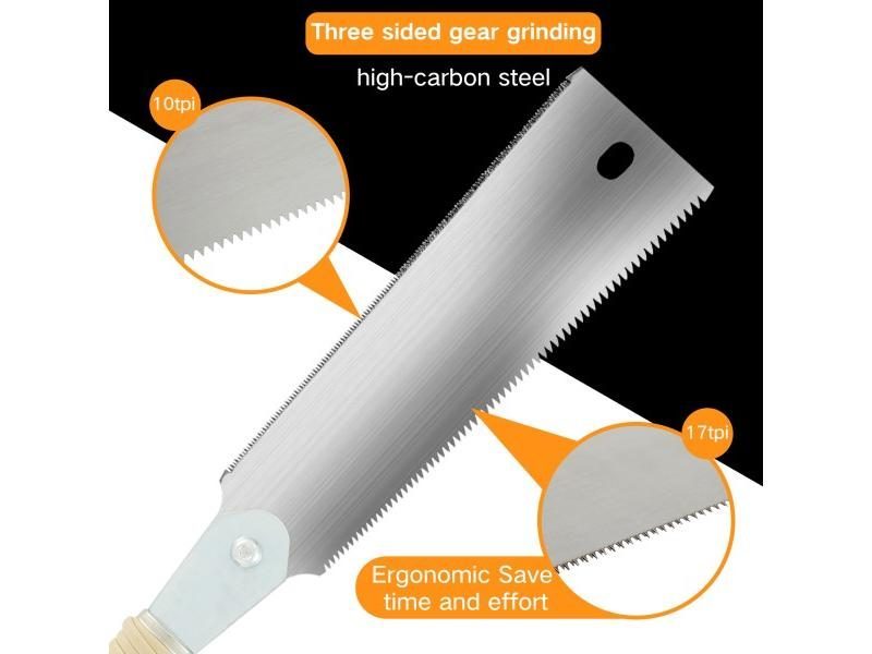 Japanese Hand Saw 9.3inch High Carbon Steel Double Edged Handsaw Incisive Carousel 1
