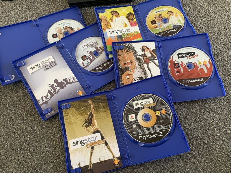 PS2 / PlayStation 2 Console / Singstar Microphones / Games x5 Carousel 2