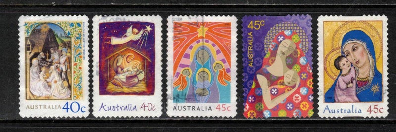 (m) Australia 2001-2005 Christmas 5 stamps used Carousel 1