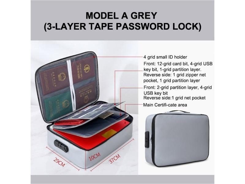 Fireproof Document Password Bag Travel Waterproof File Money Storage Safe Carousel 1