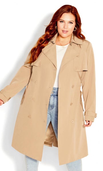 CITY CHIC Taupe Utility Trench Coat ~ Size XL (22) Carousel 2