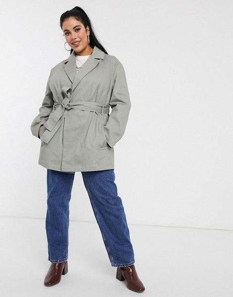 ASOS Grey Canvas Belted Jacket ~ Size 24-26 Carousel 2