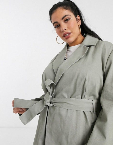 ASOS Grey Canvas Belted Jacket ~ Size 24-26 Carousel 4