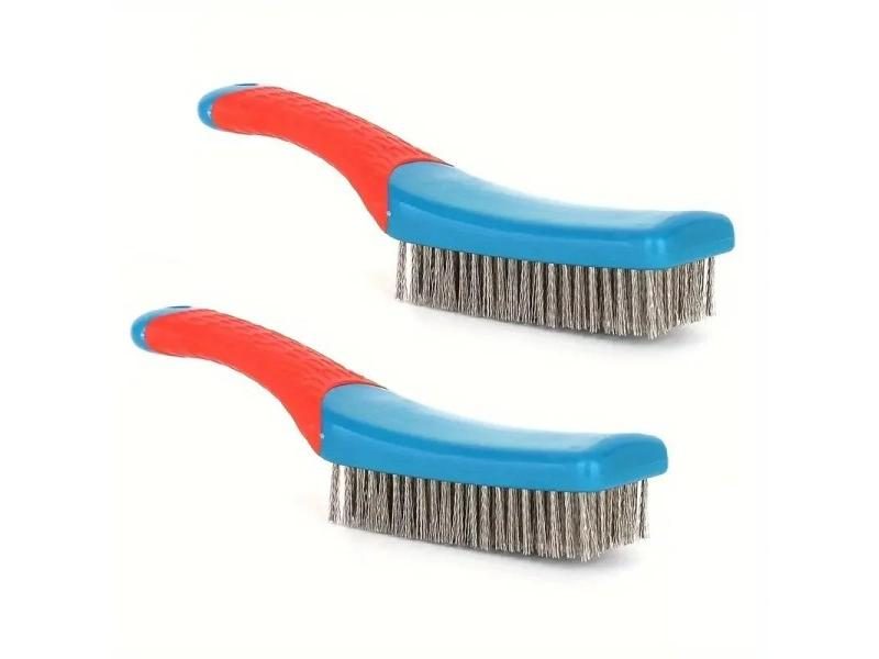 Stainless Bristles Plastic Handle Wire Brush For Rust And Dirt Scrubbing Carousel 1