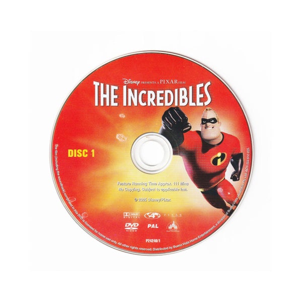 The Incredibles (PG) • DVD • Disc Only • Disney Pixar 2004 • Brad Bird Superhero