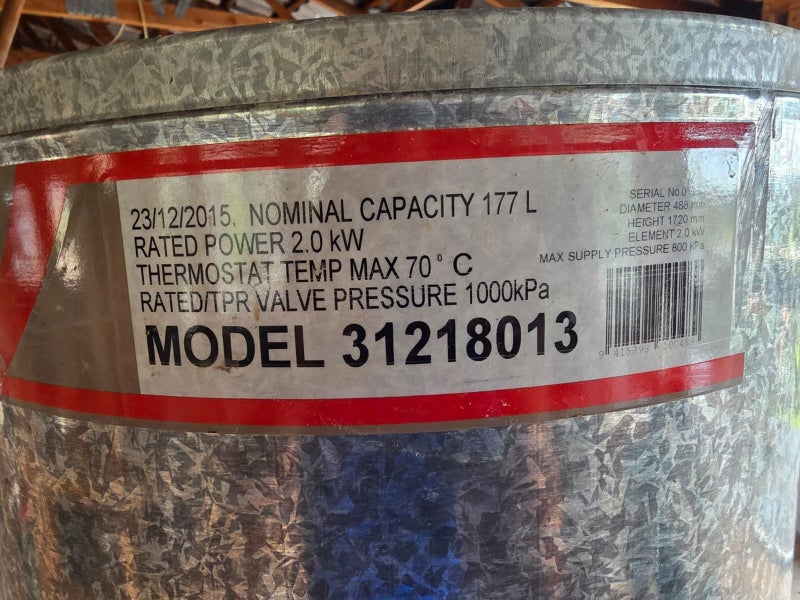 Hot Water Cylinder 177L $1 reserve Carousel 3