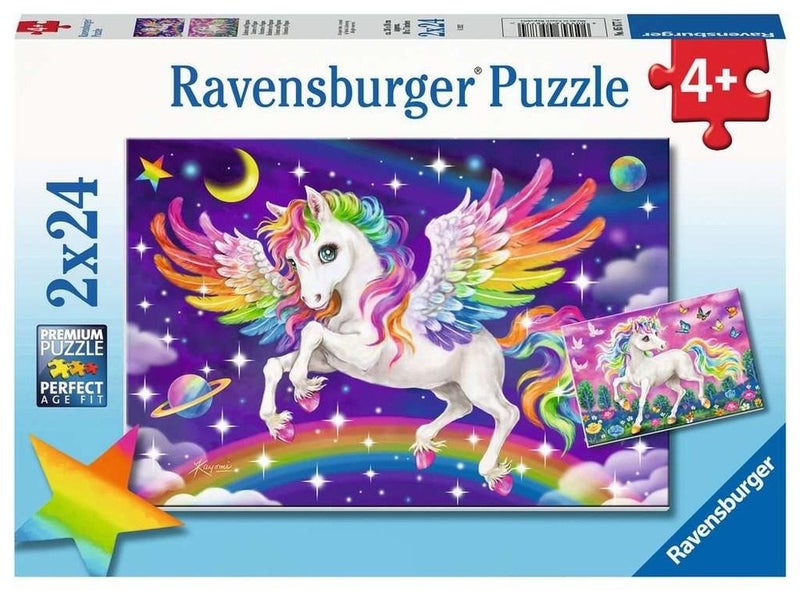 Ravensburger Puzzle 2x24pc - Unicorn and Pegasus Carousel 1