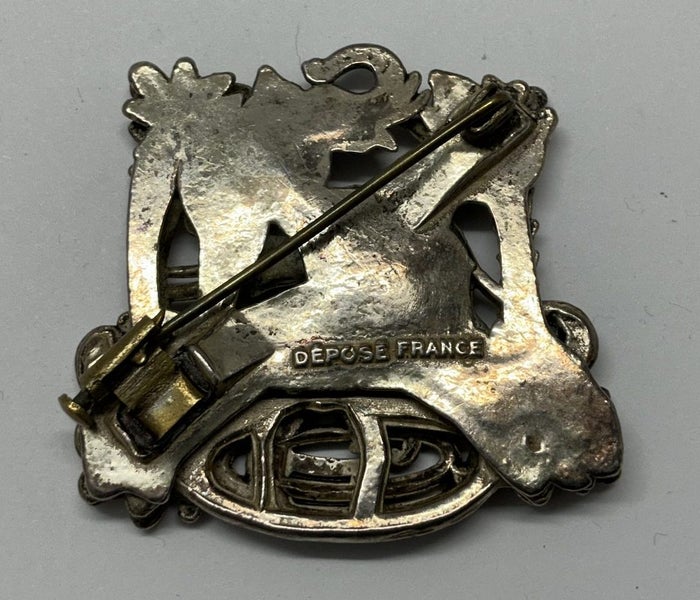 STERLING SILVER BROOCH - “ DEPOSE FRANCE” MOTHER AND BABY ELEPHANT Carousel 2