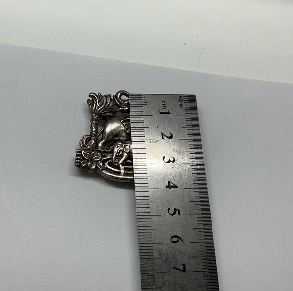 STERLING SILVER BROOCH - “ DEPOSE FRANCE” MOTHER AND BABY ELEPHANT Carousel 4