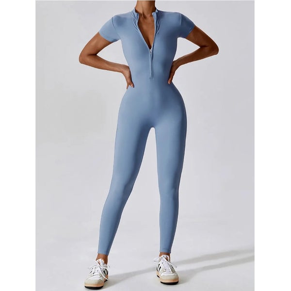 Half Zip Short Sleeve Active Jumpsuit Carousel 3
