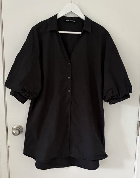 Zara black cotton short/puff sleeve shirt Carousel 1
