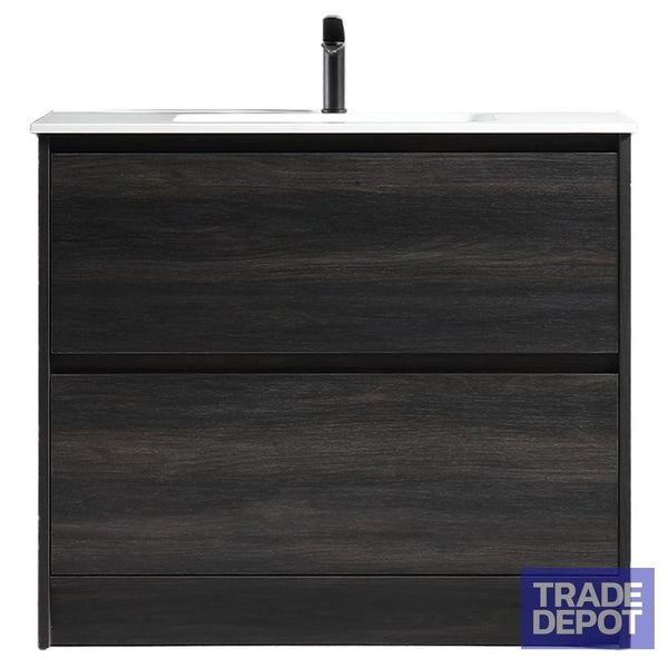 Klässich Zara Floor Vanity With Arc Top 1000mm - Black Woodgrain Carousel 1