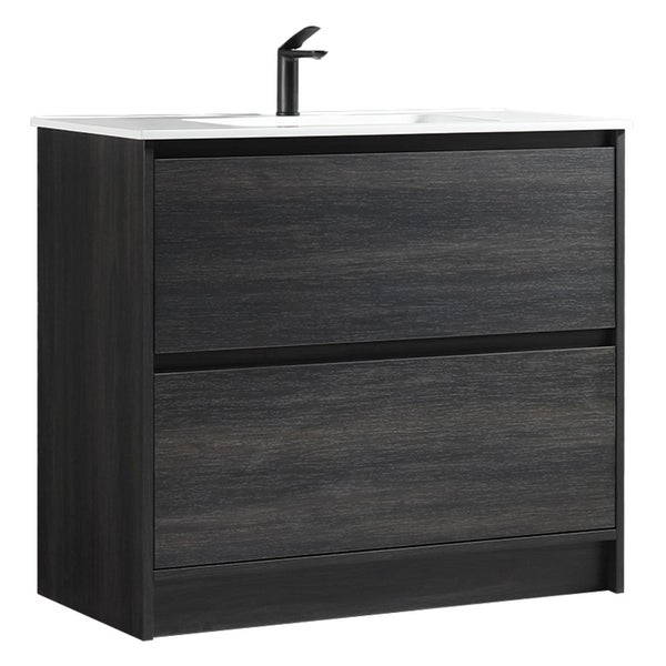 Klässich Zara Floor Vanity With Arc Top 1000mm - Black Woodgrain Carousel 2