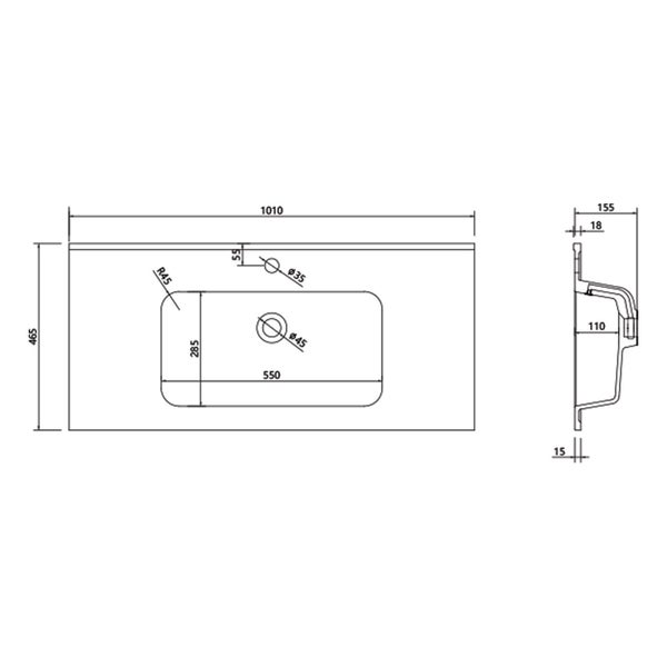 Klässich Zara Floor Vanity With Arc Top 1000mm - Black Woodgrain Carousel 6