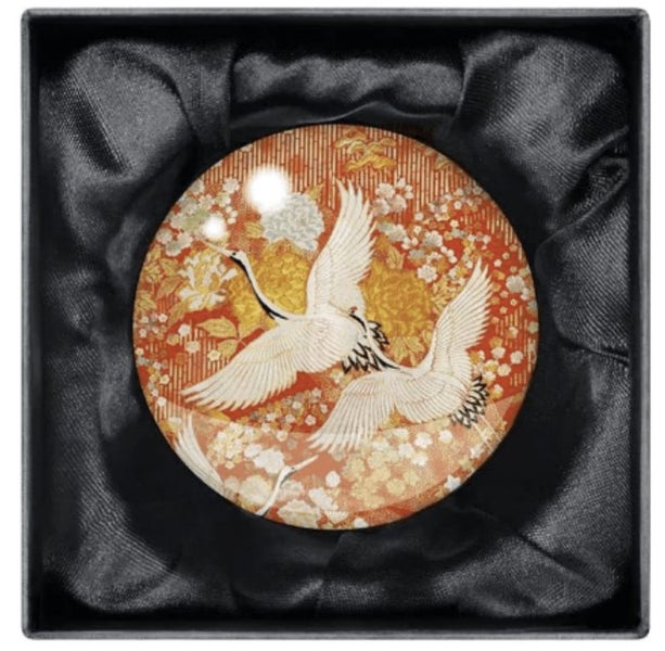 Crystal Glass Dome Paperweight Museums & Galleries Kimono Cranes