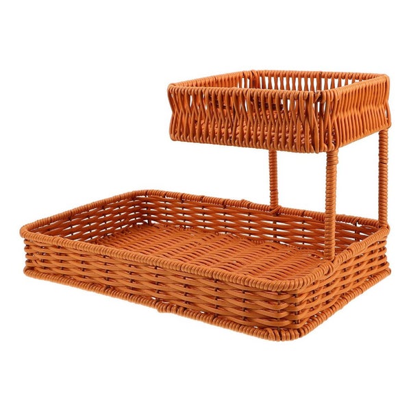 Two Tier Woven Snack Basket Organizer A Decorative Storage Tray For Kitchen Coun Carousel 1