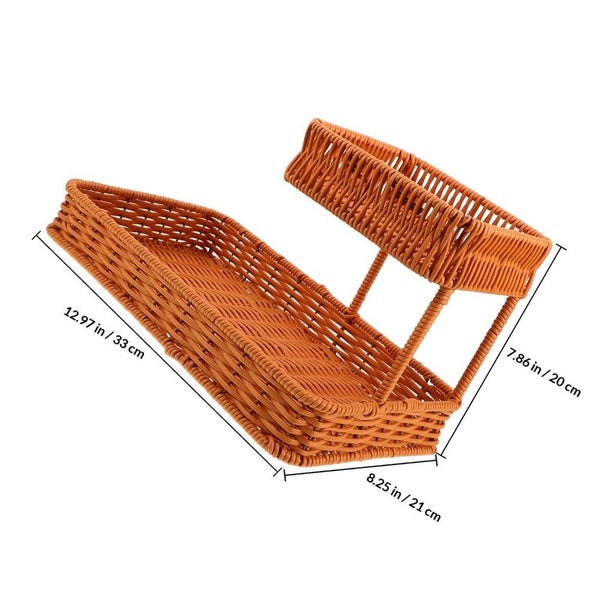 Two Tier Woven Snack Basket Organizer A Decorative Storage Tray For Kitchen Coun Carousel 2