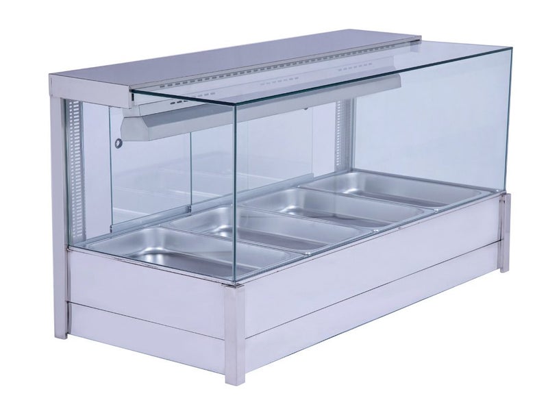 1.39m Countertop Wet & Dry Bain Marie - 4x 1/1GN Commercial Heated Food Display Carousel 1