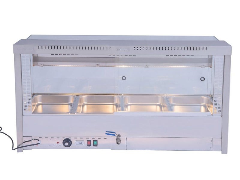 1.39m Countertop Wet & Dry Bain Marie - 4x 1/1GN Commercial Heated Food Display Carousel 5