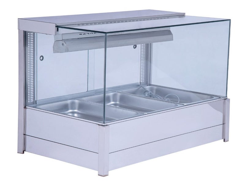 Commercial Countertop Wet & Dry Bain Marie - Square Glass Display Carousel 1