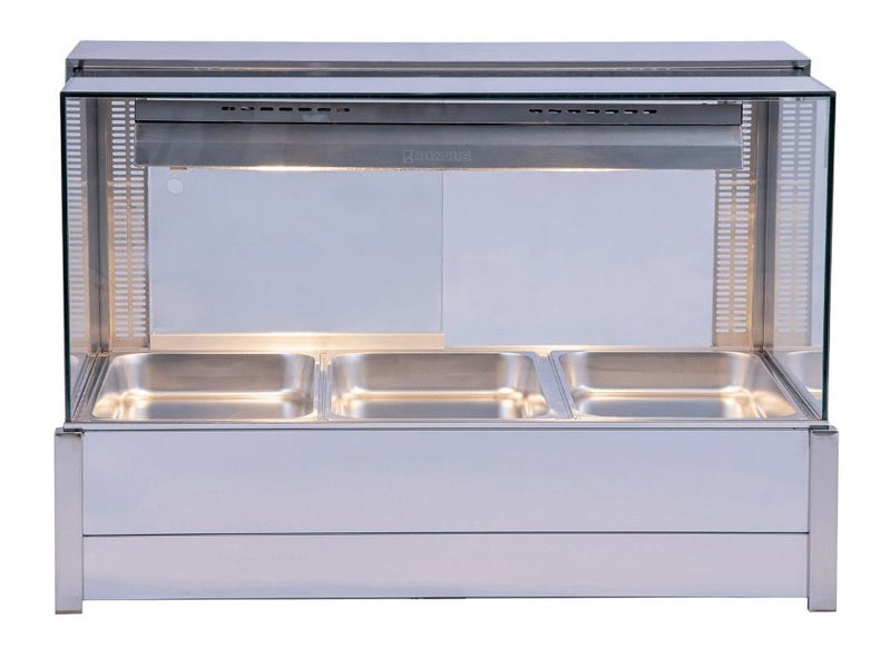 Commercial Countertop Wet & Dry Bain Marie - Square Glass Display Carousel 2