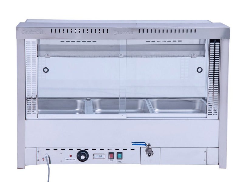 Commercial Countertop Wet & Dry Bain Marie - Square Glass Display Carousel 3