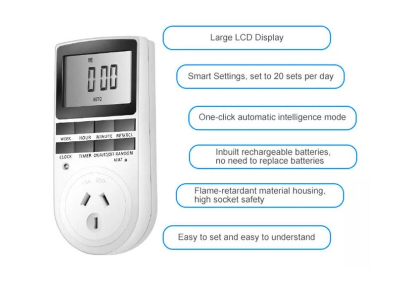 PTN Digital Timer Switch Electricity Plug Carousel 12