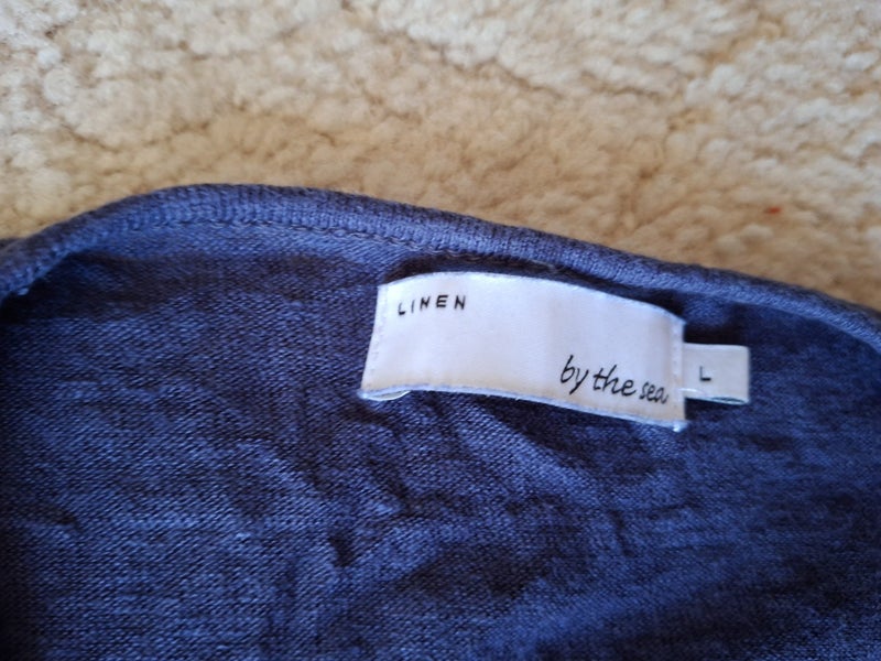 by the sea Navy Blue S/S LinenTee Small or Med Carousel 7