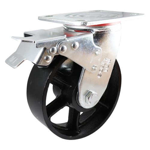 Easyroll 200mm Swivel Brake Plate Mount J3 Castor Cast Iron 600kg (Each) Carousel 1