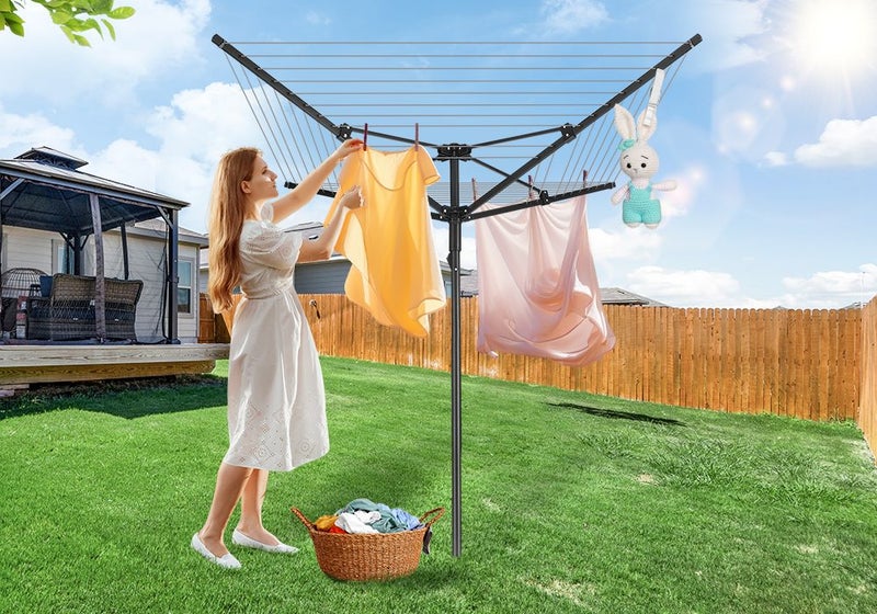 10 Line Clothesline Clothes Airer Drying Rack Laundry Dryer Carousel 2