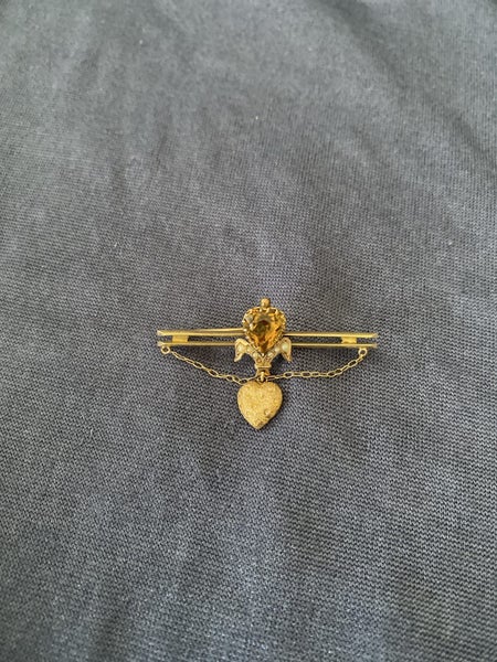 Antique Citrine and seed pearl bar brooch 9 or 15ct gold Carousel 2