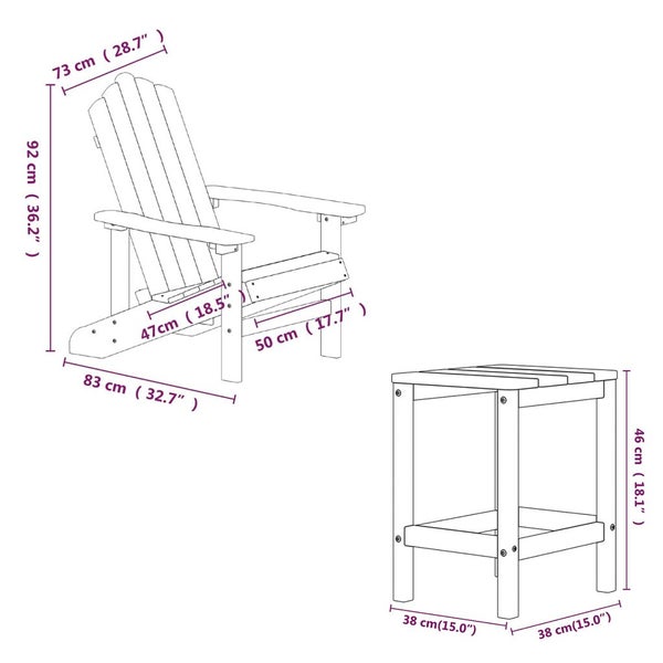 Vida Xl Garden Adirondack Chair With Table Hdpe White Carousel 2