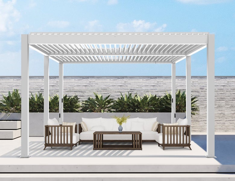 Piha 6 x 4m Louvre Roof Pergola - White Carousel 1