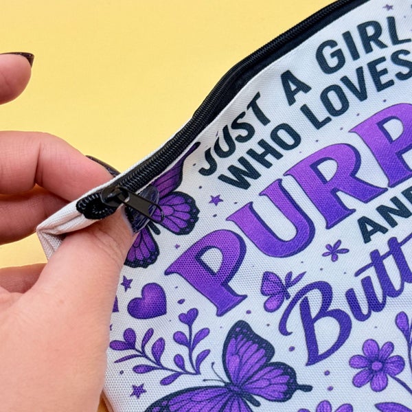 Purple Butterflies Pencil Case Zip Pouch Carousel 3