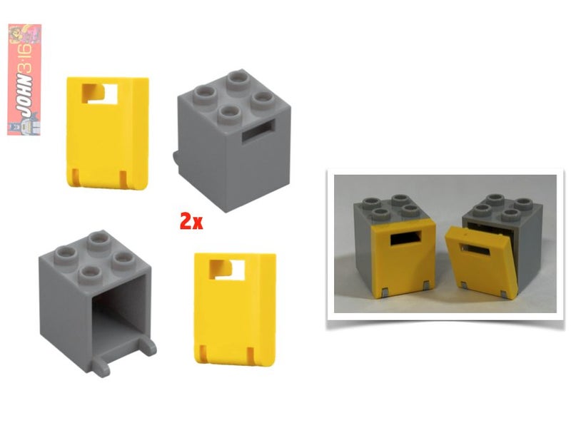 GENUINE LEGO CITY ACCESSORIES -2 HINGED MAILBOXES / CONTAINERS (YELLOW) Carousel 1